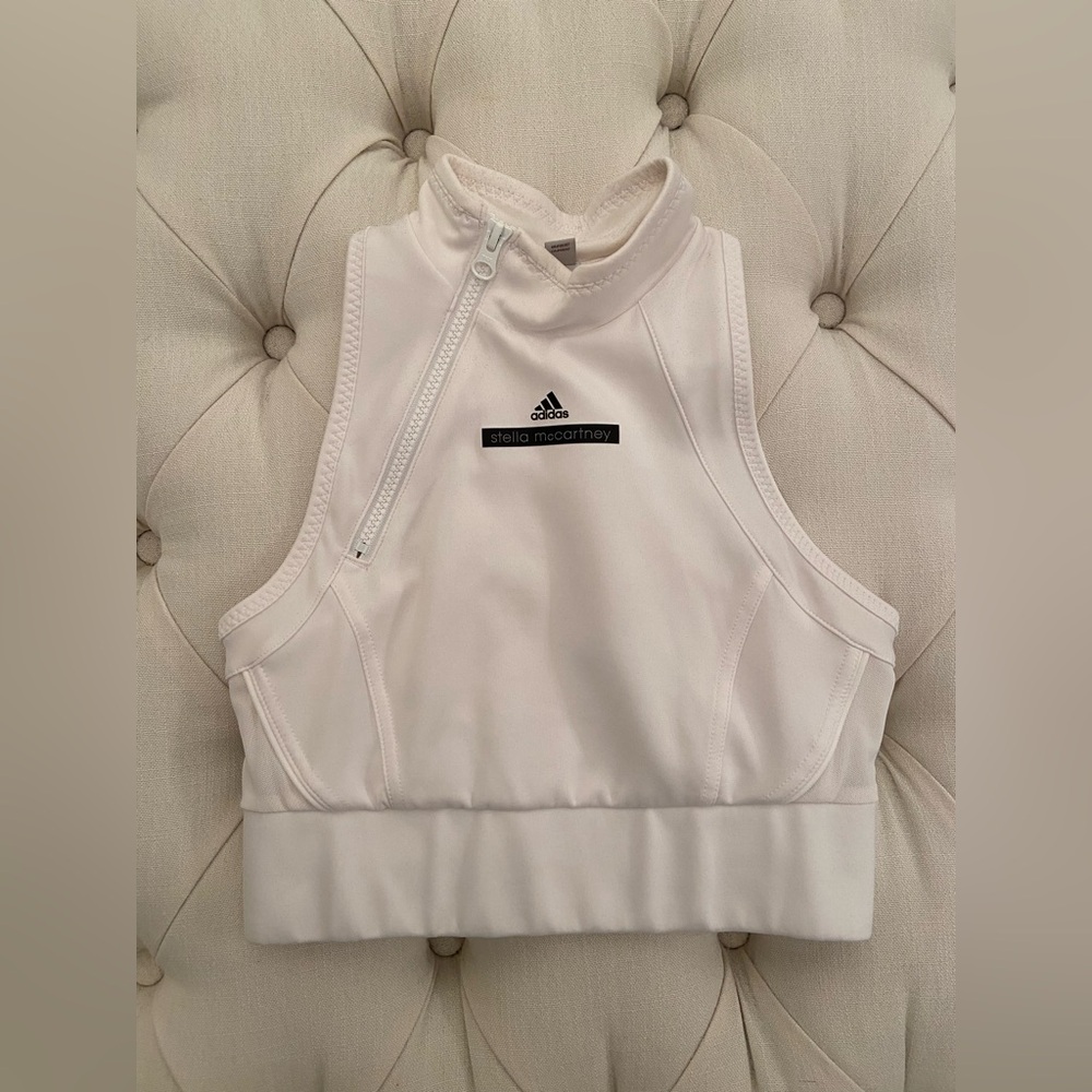 Stella McCartney Adidas Mock Neck White Bra Top with Zipper sz S